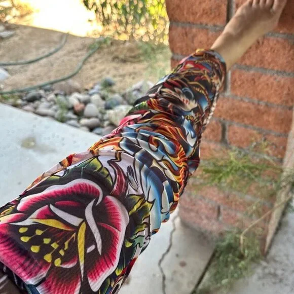 MESH Tattoo Pants Conceptual Subculture One Size fits Small Medium Beach Cover - Picture 5 of 8